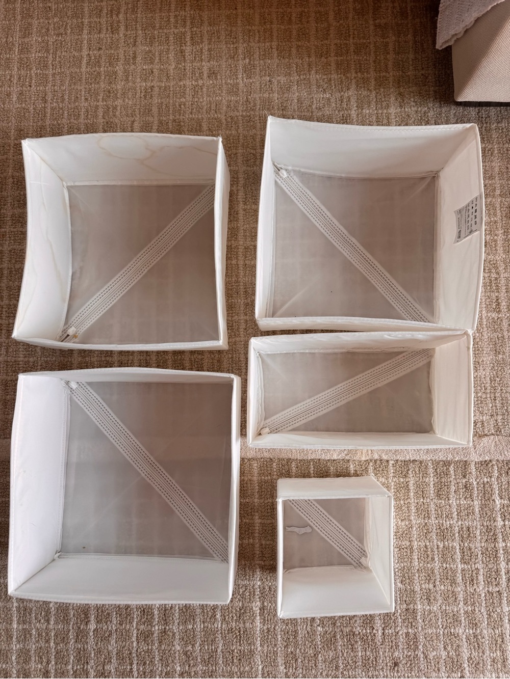 IKEA White Fabric Storage Bins - Set of 5